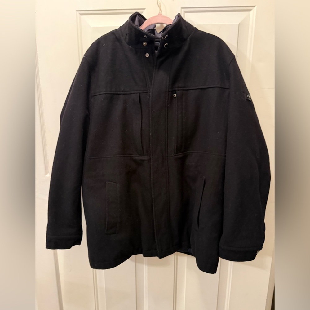 Michael Kors Black women’s wool blend coat zip & snap closure four front pockets